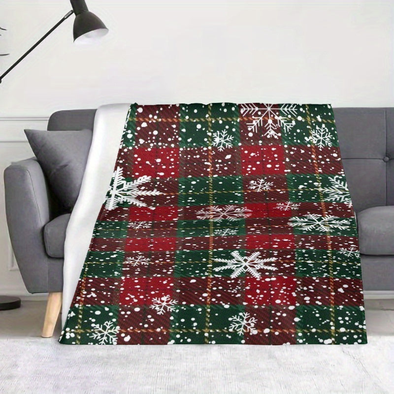 1pc Christmas Style Snowflake Design Blanket, Printed Blanket, Super Soft Shawl Blanket, Comfortable Air Conditioning Blanket, Small Cover Blanket, Lunch Break Blanket, Holiday Gift Blanket, Multipurpose Decorative Blanket