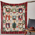 1pc Christmas Snowman and Pine Branch Pattern Flannel Blanket, Soft, Comfortable, and Warm, Red Plaid Design, Durable Plush Surface, All-Season Bed Blanket, Warm Throw Blanket, Multiple Sizes Available, Suitable for Living Room, Bedroom
