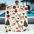 1pc Santa Claus Reindeer Pattern Blanket, Christmas Holiday Decor Design, Soft Plush, Flannel Material Lightweight Durable, Multiple Sizes Available, Ideal for Christmas, Outdoor Courtyard, Leisure Time, Christmas Holiday Decoration
