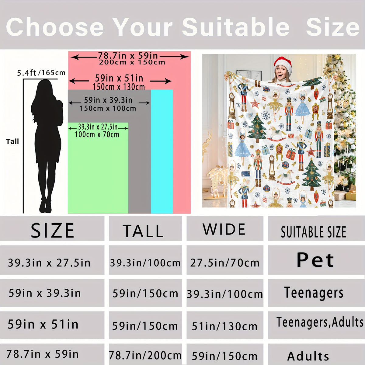 Activate 1pc Walnut Clip Creative Blanket, Christmas Watercolor Walnut Clip Blanket, Christmas Cartoon Soft Comfortable Fleece Blanket, Suitable for Home Parties Bed Sofa Long Sofa Multi-Use Blanket, Best Christmas Gift
