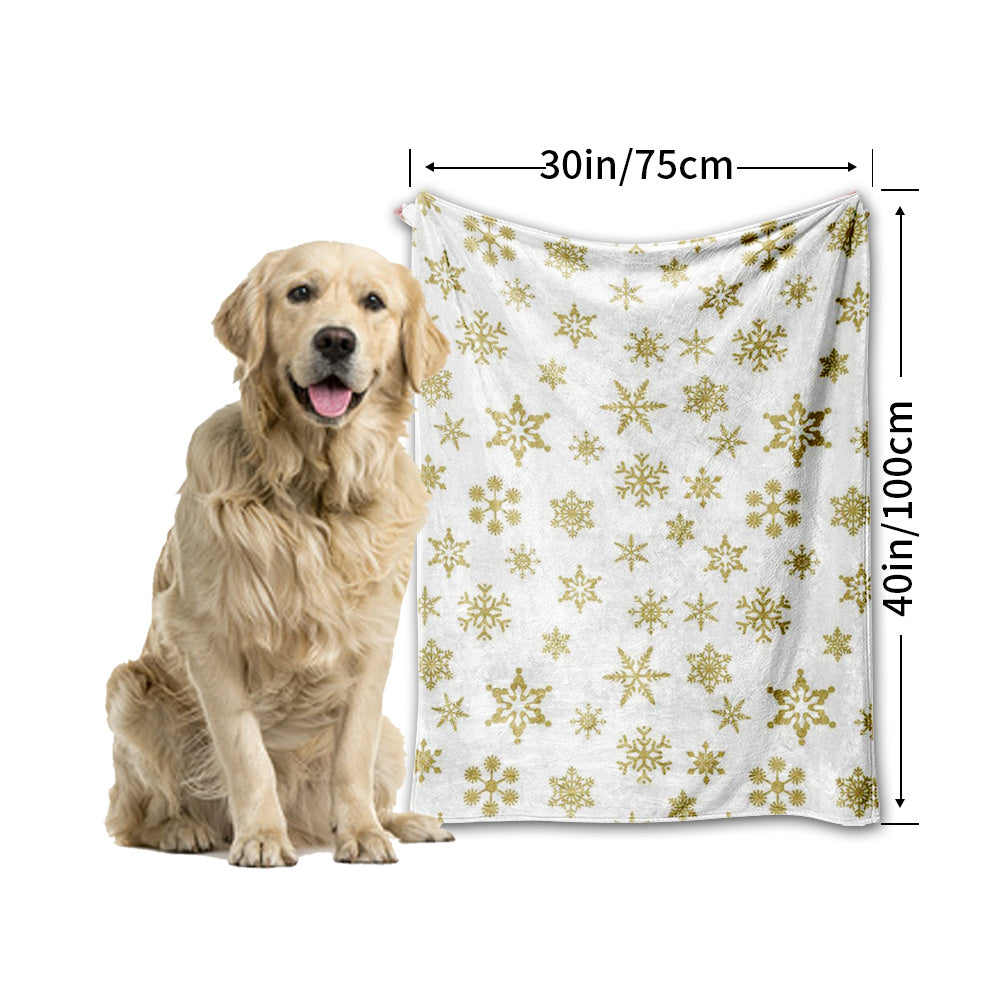 Thick Warm Christmas Blanket with Golden Snowflake Print, Perfect Christmas Gift Blanket, Festive Christmas Decorative Blanket - Soft Comfortable Flannel Blanket with Contemporary Print, Bed And Sofa Home Decor