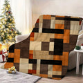 1pc Geometric Square Pattern Blanket, Modern Minimalist Style Design, Soft Plush Surface, Flannel Material Lightweight And Durable, Multiple Sizes Available, Ideal for Holiday Gatherings, Living Room Leisure, Bedroom Sleep, Study Reading