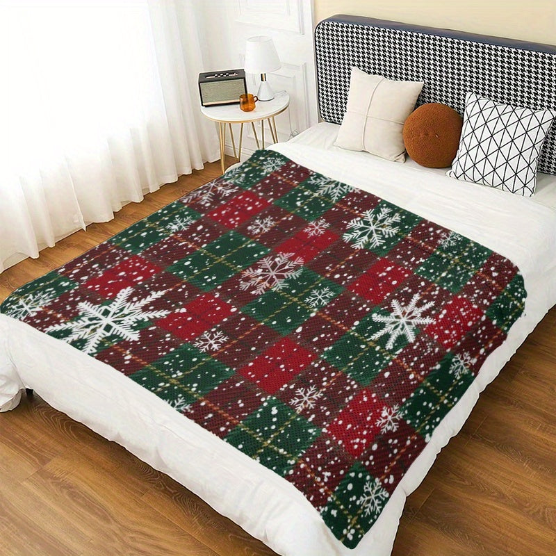 1pc Christmas Style Snowflake Design Blanket, Printed Blanket, Super Soft Shawl Blanket, Comfortable Air Conditioning Blanket, Small Cover Blanket, Lunch Break Blanket, Holiday Gift Blanket, Multipurpose Decorative Blanket