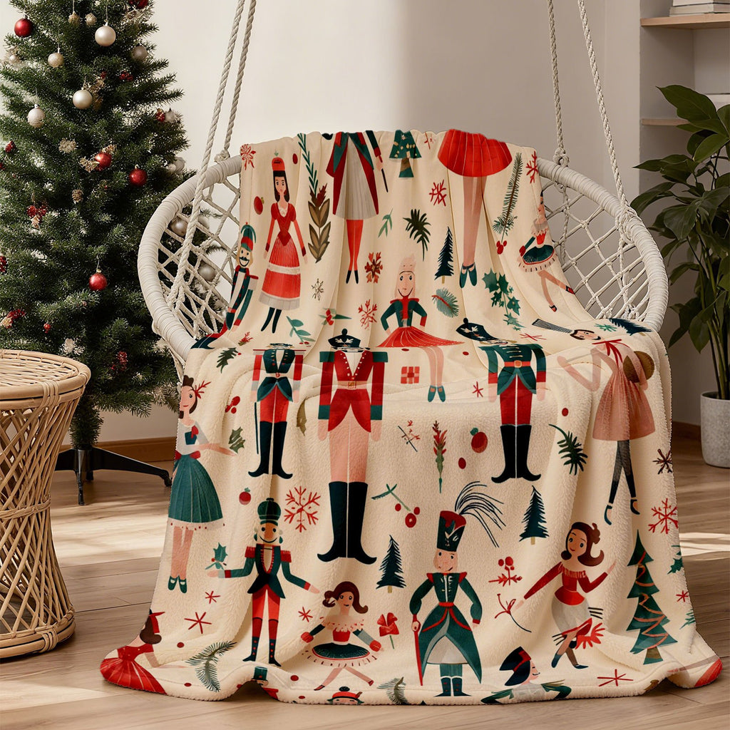 1 Nutcracker, Christmas Tree, Ballet Dancer Blanket 1 Cute Flannel Blanket, Thickened Mixed Color Sofa Blanket, Suitable for Sofas, - Four Seasons Home Decor, Sofa Blanket, Decorative Living Space, Fun Animal Design, Soft Texture for a Nap