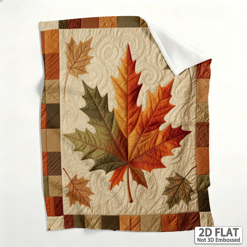 2D Flat, 1pc, Super Soft Flannel Blanket, Maple Leaf Pattern, Soft Blanket, Autumn Style Printing, Suitable for Sofas, Living Rooms, Universal in All Seasons, Halloween, Christmas, Room Decoration, Home Autumn Decorations, 2D Flat