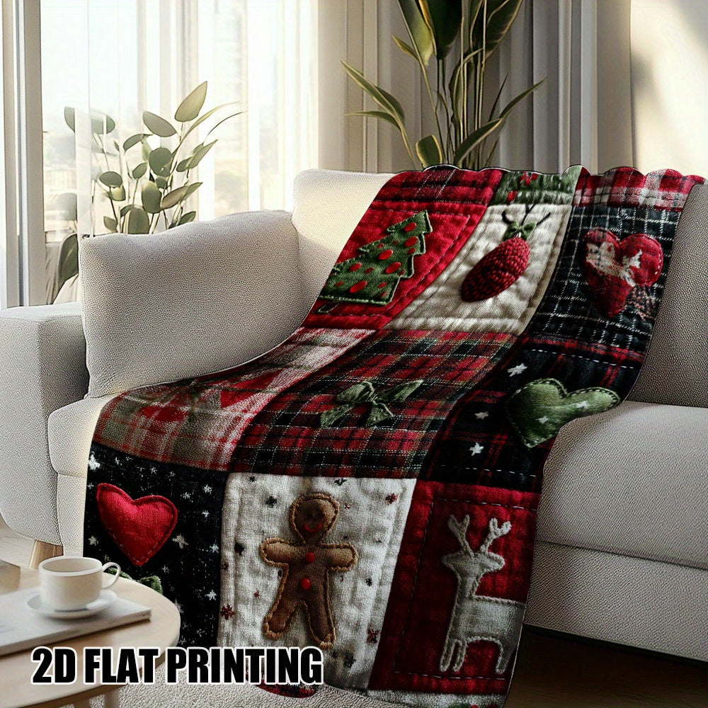 1pc of Merry Christmas Printed Flannel Blanket - Ideal for Relaxing on Sofas and Offices