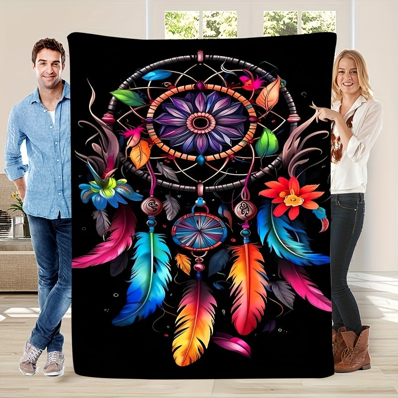 Warm Multicolor Flannel Blanket, Portable Nap Blanket for All Seasons, Warm Blanket for Office, Sofa, Bed, Airplane Car