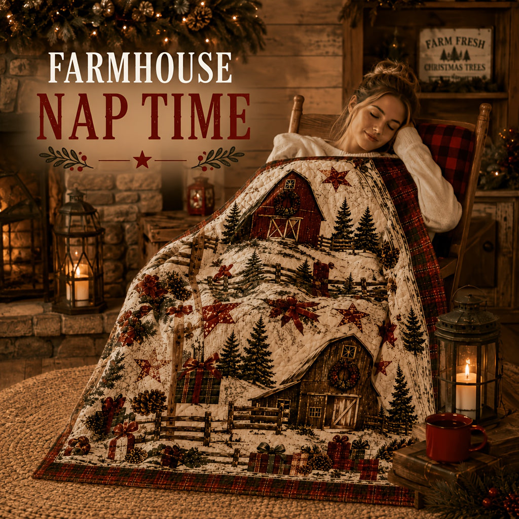 Blankets, Country Cottage Christmas Blanket Vintage Barn Pine Wreath Living Room Sofa Bedroom Lunch Break Blanket