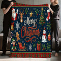 1pc, Santa Claus and Reindeer Pattern Flannel Blanket, Soft, Comfortable, and Warm, Dark Blue Holiday Design, Durable Plush Surface, All-Season Universal Sofa Blanket, Warm Throw Blanket, Multiple Sizes Available, Suitable for Living Room Sofas