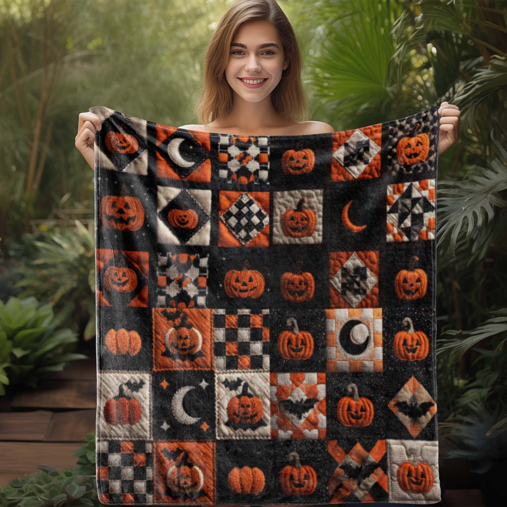 1pc Halloween Pumpkin Moon Print Blanket, Festive Atmosphere Throw, Ultra-Warm And Soft, Flannel Blanket, Multi-Size Available, Suitable for Living Room, Bedroom, Sofa, Bedside