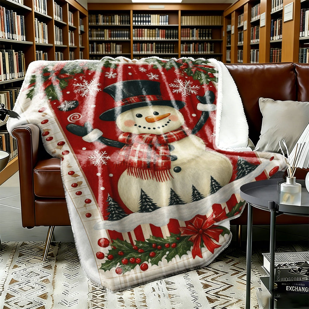 Christmas-Themed Flannel Blanket, Snowman Design, Soft And Breathable, Easy to Care For. Perfect for Decorating Your Home, Sofa, Bedroom, Office, Or Dormitory. It Is an Ideal Gift for Holidays And Christmas