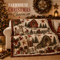 Blankets, Country Cottage Christmas Blanket Vintage Barn Pine Wreath Living Room Sofa Bedroom Lunch Break Blanket