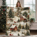 1 Christmas Winter Theme Decorative Blanket, Soft, Warm And Comfortable, Suitable for Indoor Spaces Like Shops, Sofas, Living Rooms, Etc. Holiday Atmosphere Design, Fluffy Texture Thickened Quilt Core