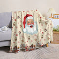 1pc Santa Claus and Candy Themed Flannel Blanket, Soft, Comfortable, and Warm, with a Creamy White Base and Festive Design. A Four-season Universal Blanket and Warm Throw Blanket, Available in Multiple Sizes. Suitable for Living Room Sofas
