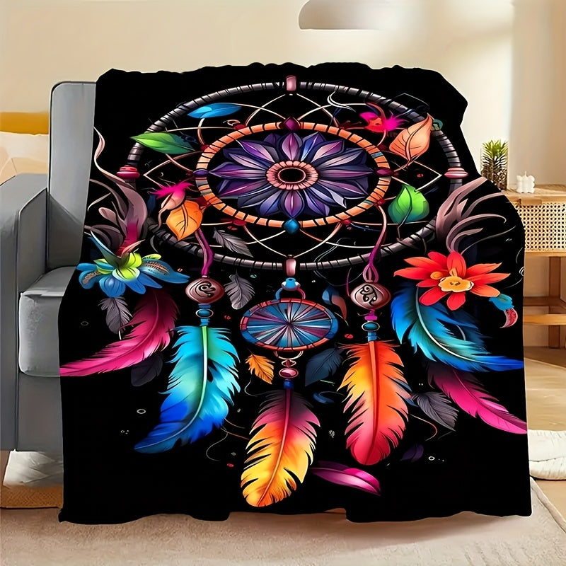 Warm Multicolor Flannel Blanket, Portable Nap Blanket for All Seasons, Warm Blanket for Office, Sofa, Bed, Airplane Car