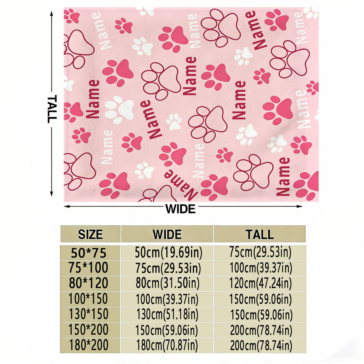 Personalized Custom Name Blanket, Dog Paw Flannel Blanket, Plush Blanket Gift for Outdoor Enthusiasts, All-Season Gift Blanket Suitable for Home and Travel, Comfortable Personalized Blanket, Holiday Gift for Family and Friends